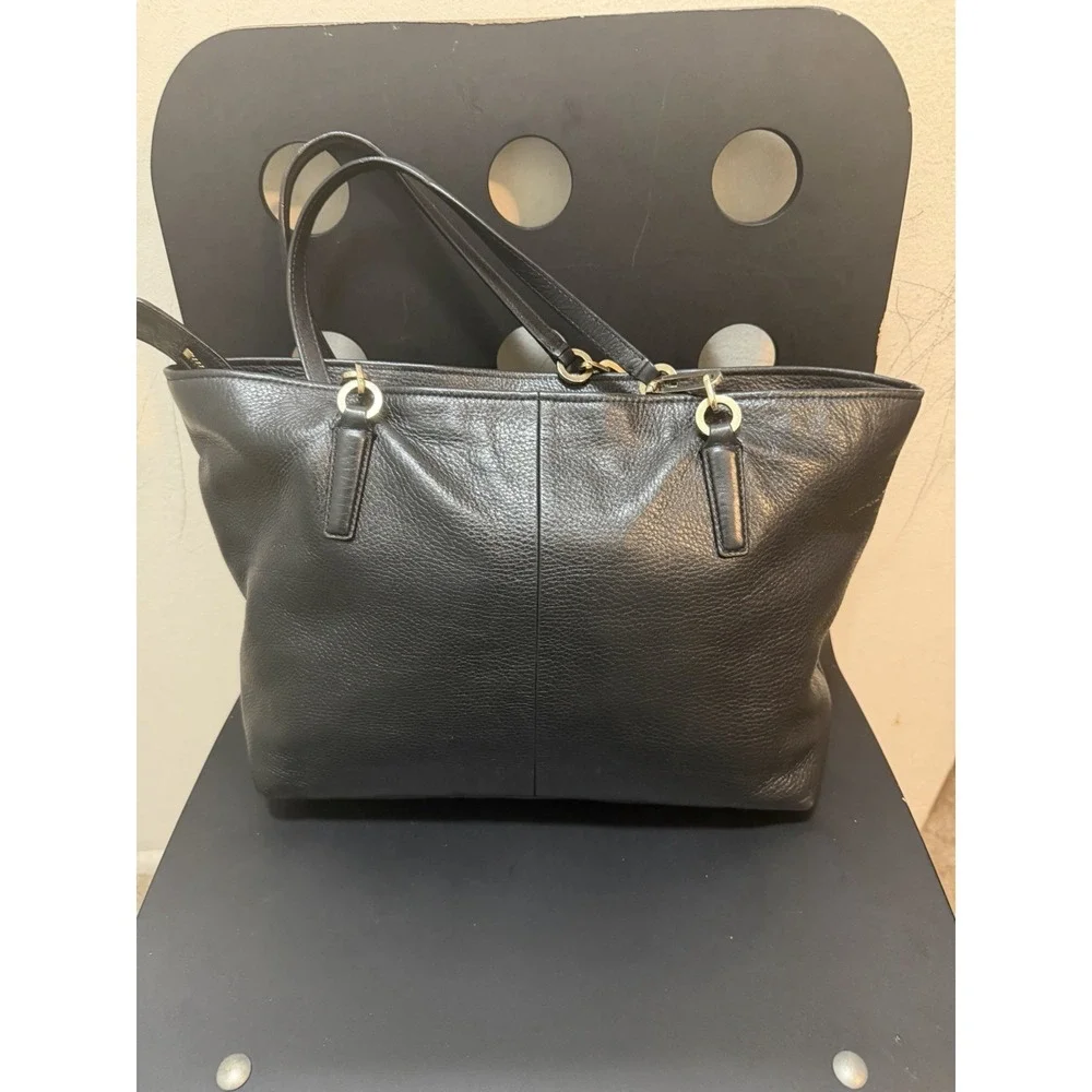 COACH 26769 Madison Black Pebbled Leather Tote Bag, Gold Tone Hardware, 2 TAGS